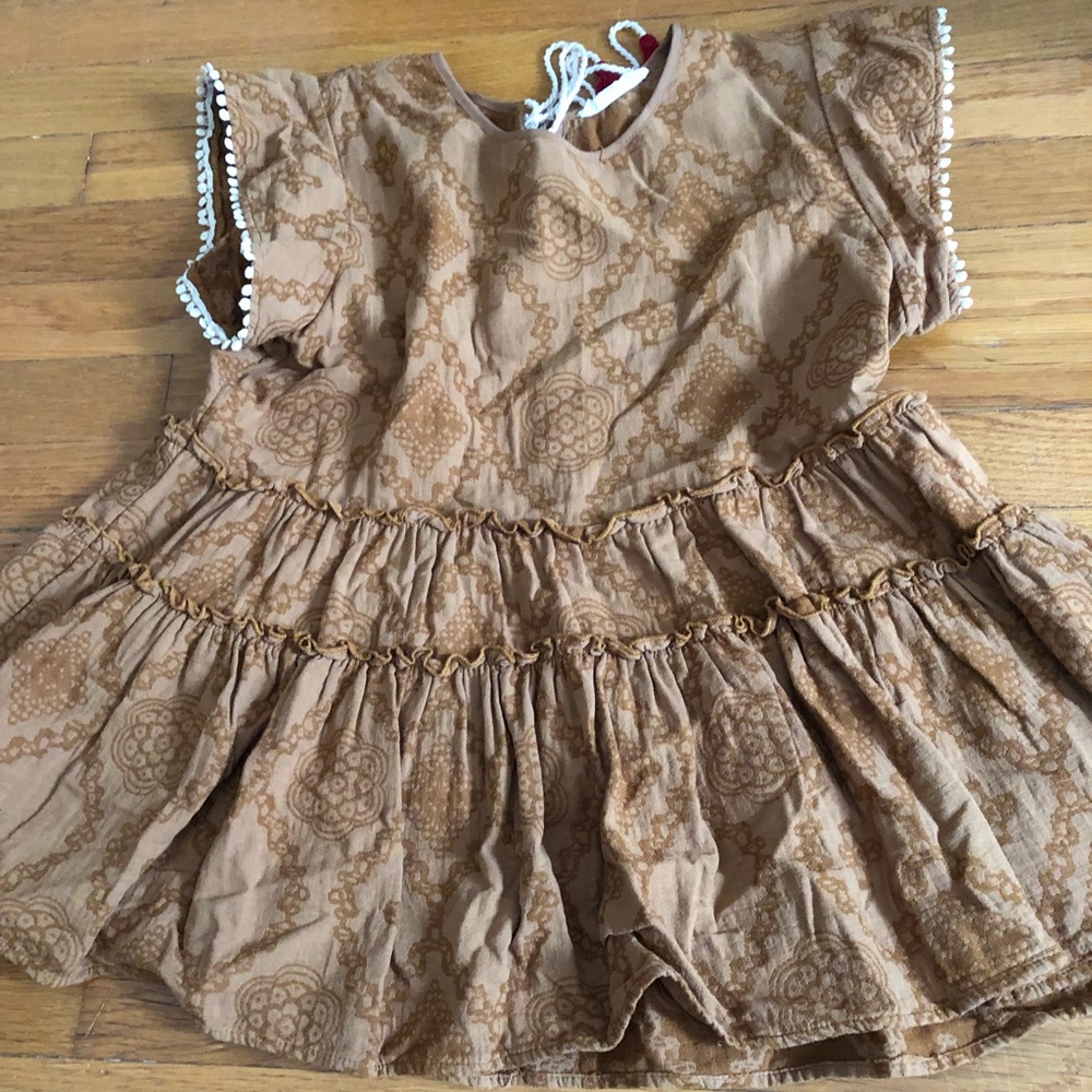 Thml tapestry tiered blouse with tassel tie back